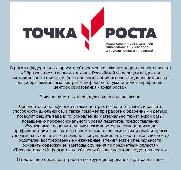 Начало реализации проекта &laquo;Точка роста&raquo; 2
